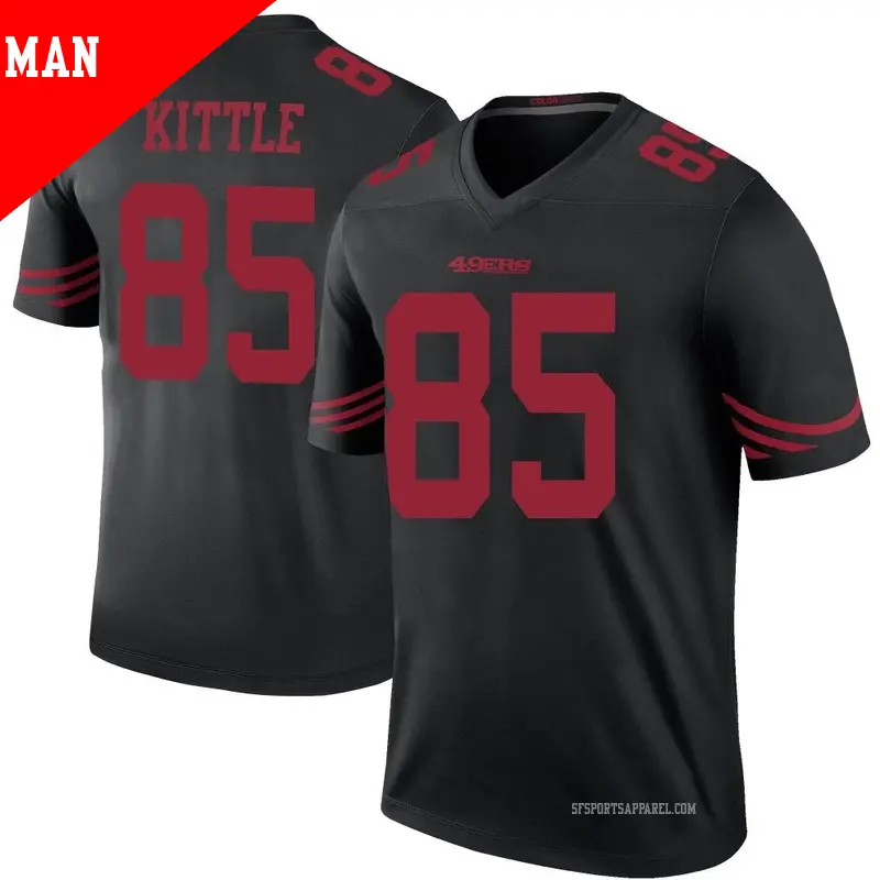 Men s 85 George Kittle San Francisco 49ers Legend Black Color Rush Jersey