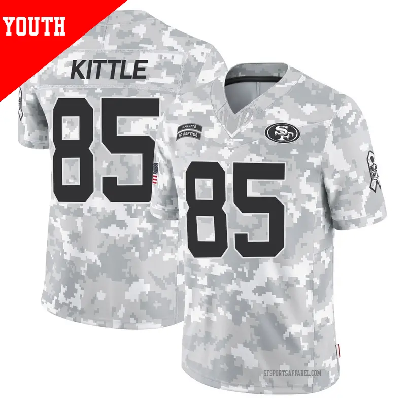 Youth ＃85 George Kittle San Francisco 49ers Limited Arctic Camo 2024 Salute to Service Jersey